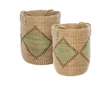 Lot de 2 paniers à anses seagrass 48cm naturel ATMOSPHERA