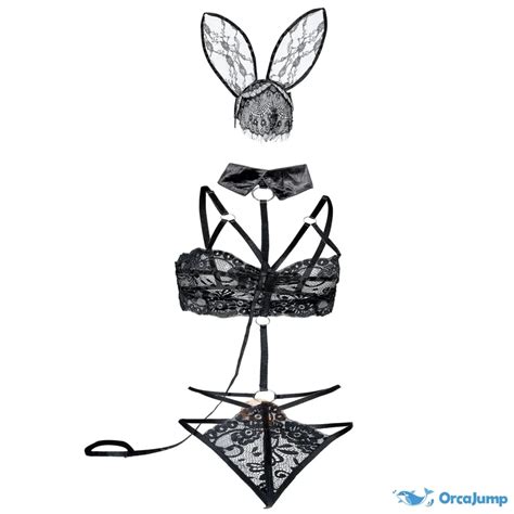 Orcajump Three Point Erotic Underwear Bow Tie Steel Bra Thong Two Pieces Of Valentines Day