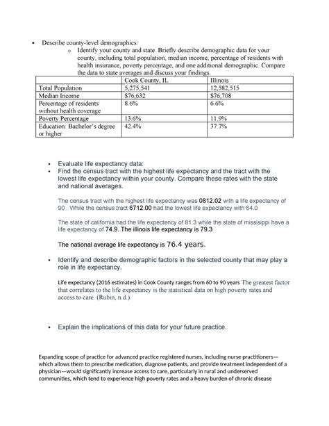 NR 601 Assignment N A Describe County Level Demographics O