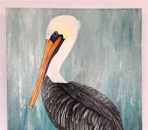 Brown Pelican Painting Canvas Original Acrylic Abstract Etsy