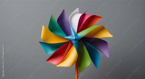 Molinillo De Viento Low Angle Pinwheel On Sky Background With Natural