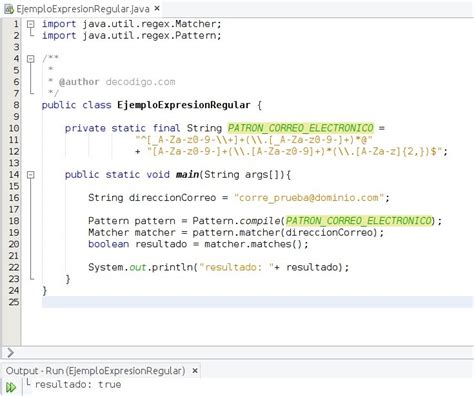 Java Expresiones Regulares Decodigo