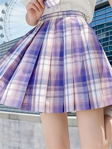 Kpop Plaid Pleated Skirt Japanese School Girl Uniform Kawaii Temu