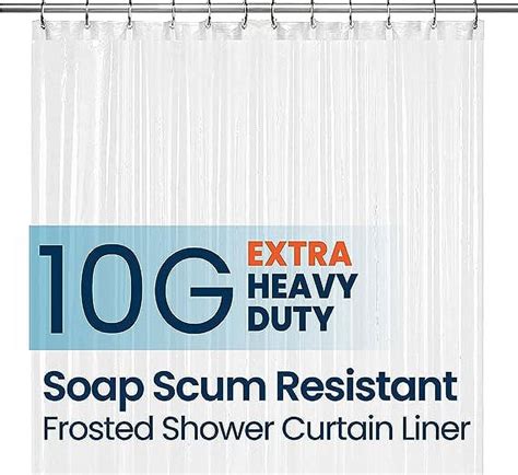 Liba Peva 10 Gauge Bathroom Shower Stall Curtain Liner And Mildew Resistant Frosted 72 W X