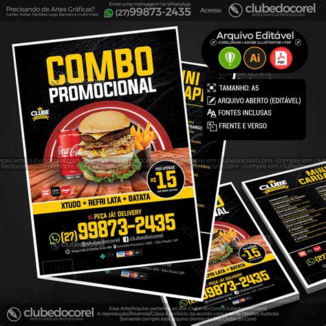 Panfleto Flyer Lanchonete CDR AI PDF 03 Clube Do Corel