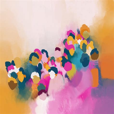 Colourful people- abstract art-orange, pink Painting by Urvashi Patel ...