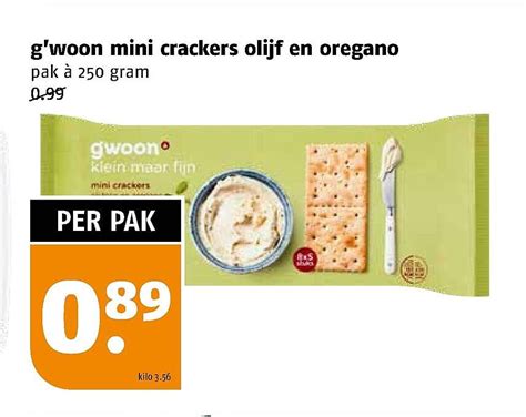 G Woon Mini Crackers Olijf En Oregano Aanbieding Bij Poiesz