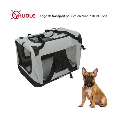 Huole Cage De Transport Pour Chien Chat Mobile Pliable Taille M Gris