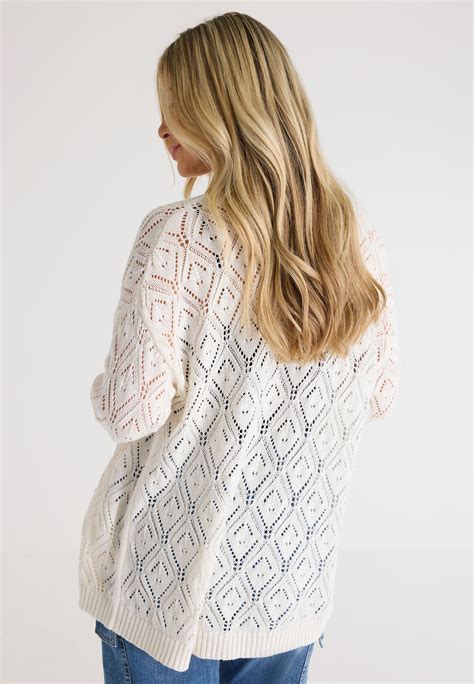 Womens Ecru Midi Diamond Cardigan Peacocks