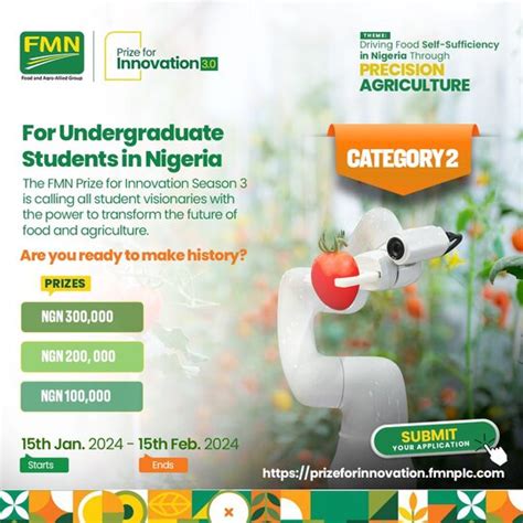 Flour Mills Of Nigeria FMN Prize For Innovation Competition 2024 For