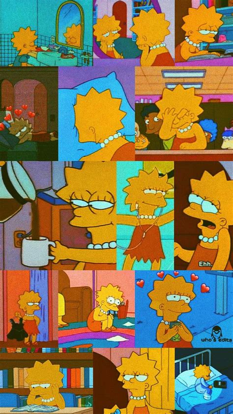 Wallpaper Lisa Simpson Papel De Parede Random Aesthetic Blue And Red Em