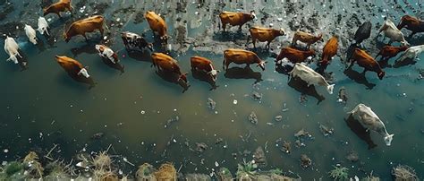 Premium Photo | Overcrowded feedlots with beef cattle produce waste ...