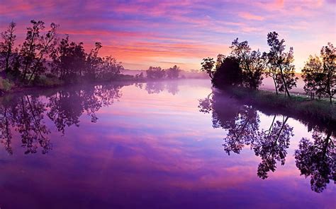 HD wallpaper: Pink, Landscape, Lake, Forest, Trees | Wallpaper Flare