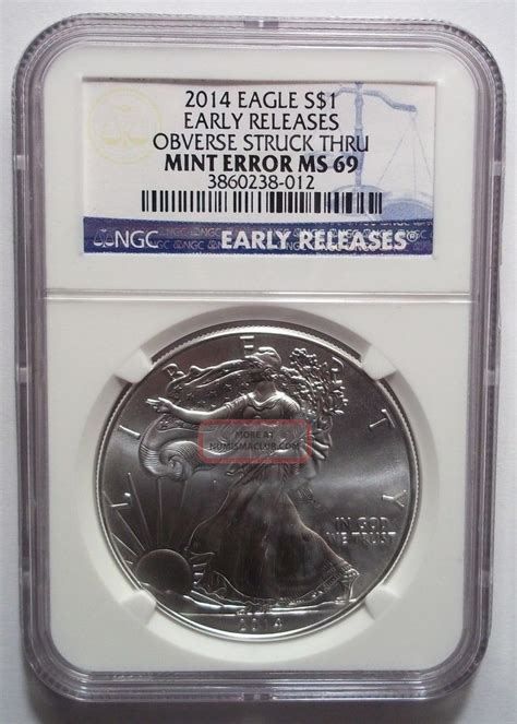 2014 Silver Eagle Error Obverse Struck Thru Ngc Ms69 Early Releases Rare