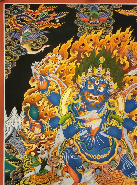 Black Mahakala Thangka Buddhist Traditional Painting Tibetan Style