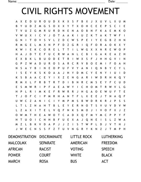 Civil Rights Movement Word Scramble Wordmint