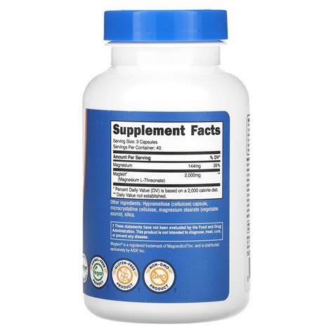 Nutricost Magtein L Thr Onate De Magn Sium Mg Capsules