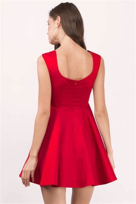 Sexy Red Skater Dress Boat Neck Dress Skater Dress 17 Tobi Us