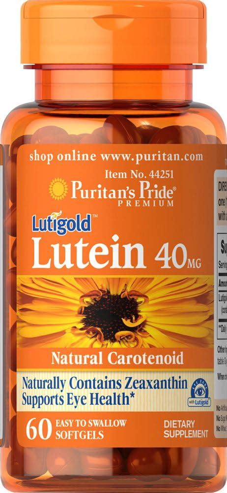 Puritans Pride Lutein Mg With Zeaxanthin Softgels Count