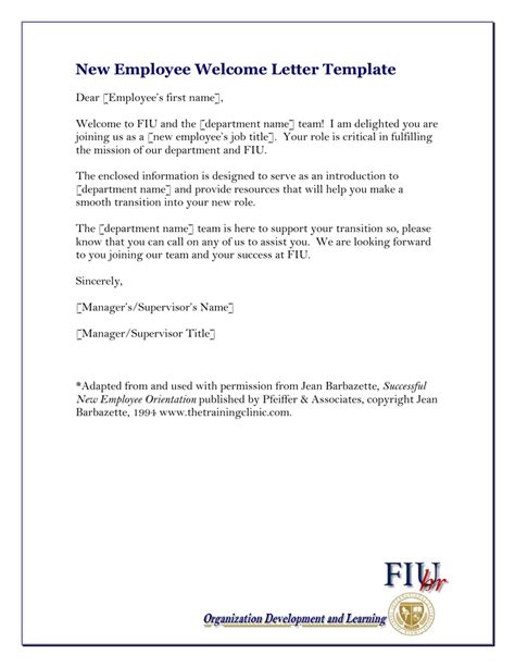 New Employee Welcome Letter Template