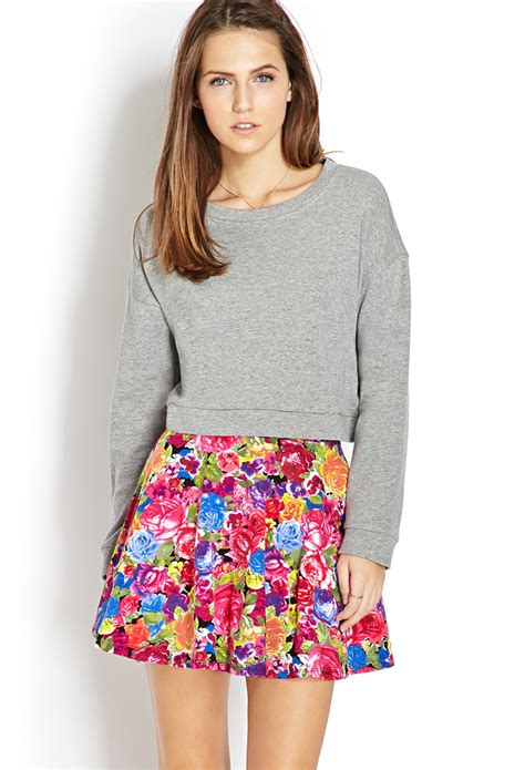 Lyst Forever Vibrant Floral Skater Skirt