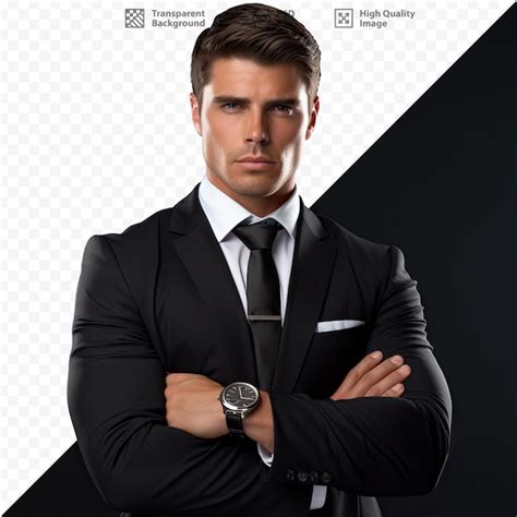 Premium Psd A Man In A Suit With His Arms Crossed