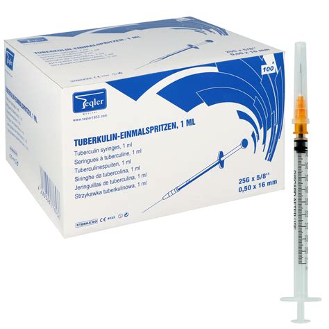 Tuberkulinspritze 1 ml mit Kanüle 25 G 100 St von Teqler