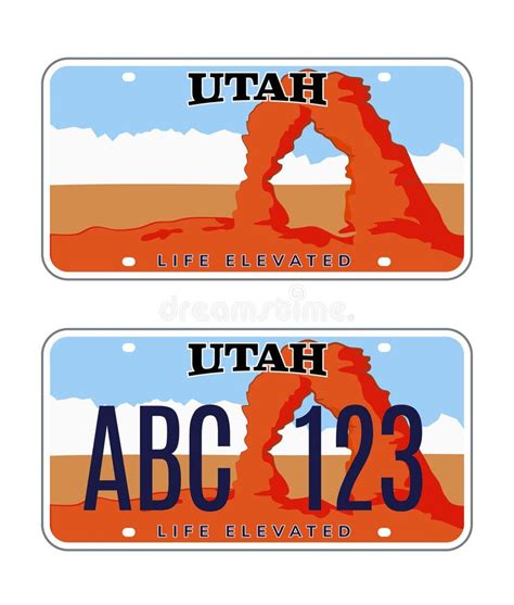 Utah Car License Plate Usa Number Vector Retro Sign American Utah State Plate License Stock