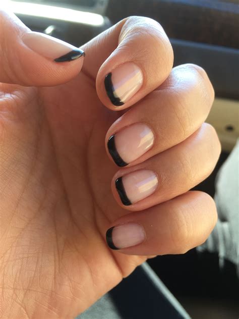 Black French Tip Gelnails French Tip Nail Art French Tip Gel Nails