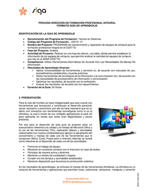 GFPI F 019 GUIA DE Aprendizaje 1 PROCESO DIRECCIÓN DE FORMACIÓN