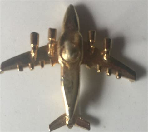 Vintage Airplane Jet Lapel Pin Brooch Gold Tone Twin Engines Etsy