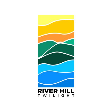 River And Hill Logo The River Flows Under The Hill At Sunset Vector