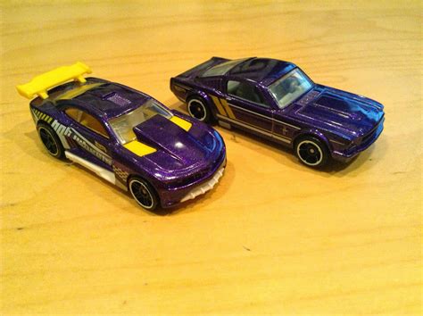 JULIAN S HOT WHEELS BLOG Custom 11 Camaro 65 Mustang Fastback Purple Yellow And White