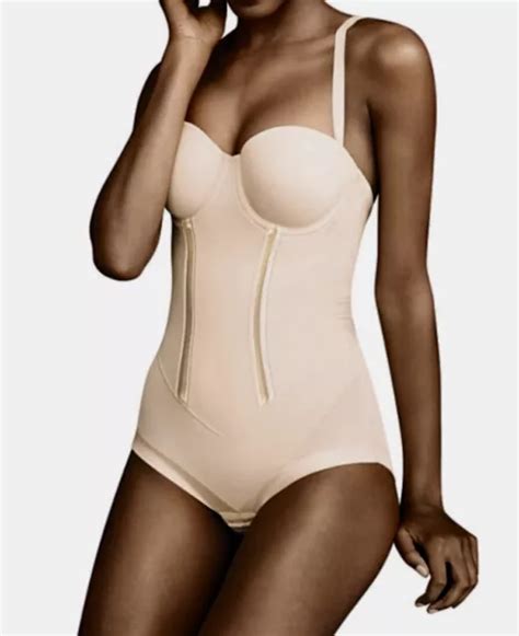 MAIDENFORM CONVERTIBLE STRAPLESS Firm Control Nude Bodybriefer Sz 34C