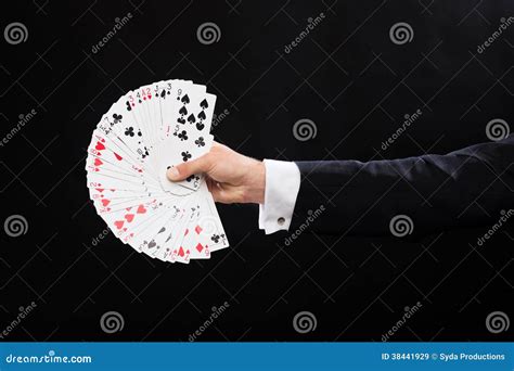 Close Up Of Magician Hand Holding Playing Cards Royalty Free Stock