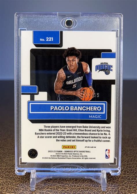 2022 23 Panini Optic Black Velocity Paolo Banchero RC Rookie COLOR