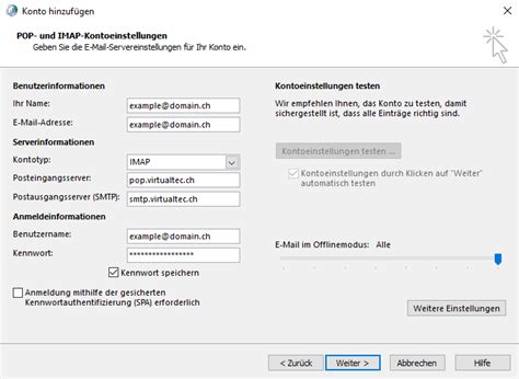 Imap Pop Mailbox In Outlook Einrichten Virtualtec Solutions Ag