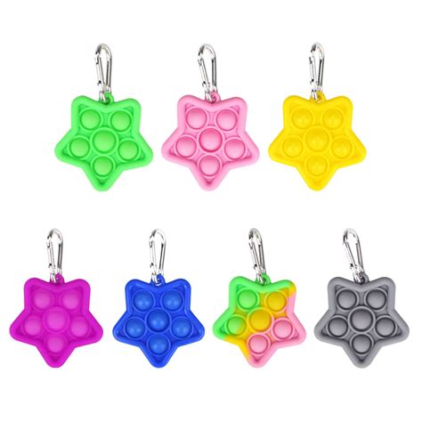 Star Keychain Pop It Fidget Anti Stress Toys | Popping Fidgets