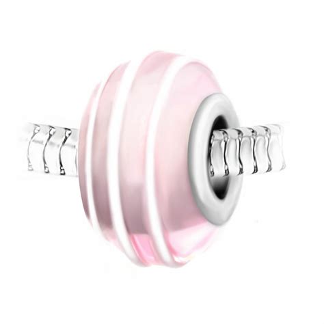 Charm Perle Spirale Verre Rose D Cor Main Et Acier Par Sc Crystal