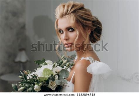 Beautiful Sexy Blonde Bride Posing Wedding Stock Photo 1182896518 Shutterstock