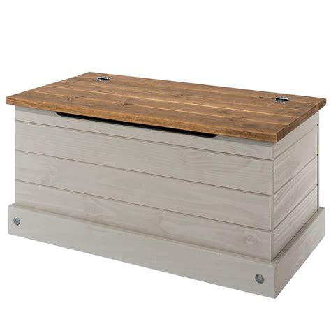 Azusa Grey Blanket Box Grey Wax Self Assembly Oak World