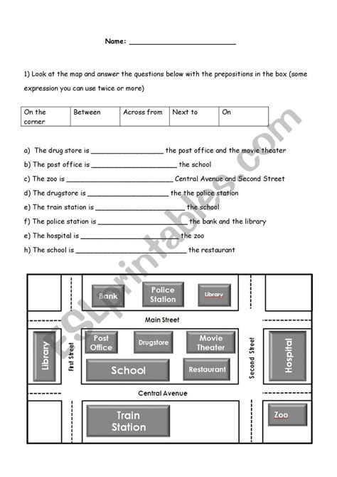 Directions Prepositions Of Place Esl Worksheet By Mariamusumeci