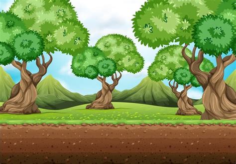 Seamless background with trees in garden 431403 Vector Art at Vecteezy