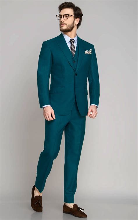 Philadelphia Teal Wool Suit Hangrr Blue Suit Men Teal Suit Teal