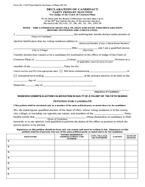 Fillable Online Mcohio Note The Candidate Must Fill In Sign And Date