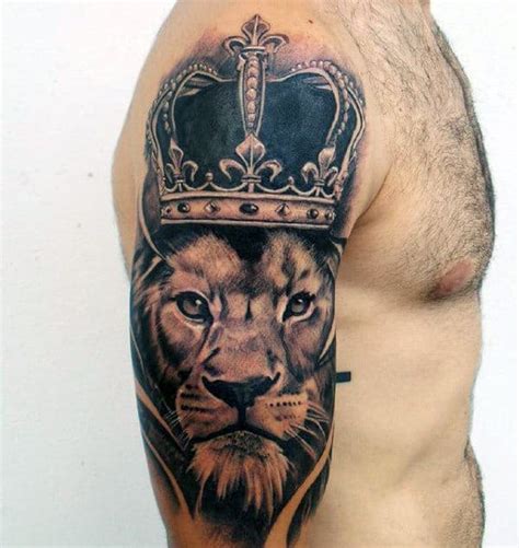 50 Wild Lion With Crown Tattoo Designs For Men