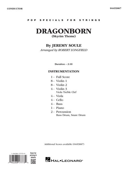 Dragonborn (Skyrim Theme) (arr. Longfield) - Conductor Score (Full ...