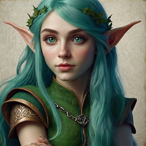 Premium Photo A Green Haired Elf With Blue Eyes