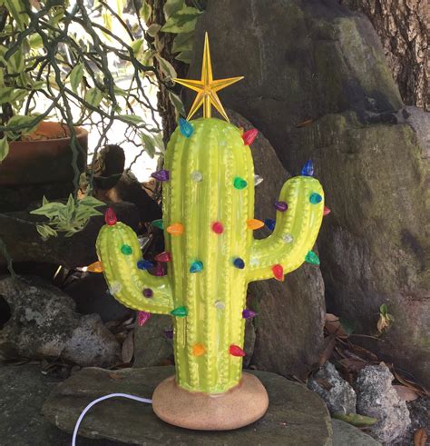 Christmas cactus lighted Christmas tree ceramic saguaro | Etsy