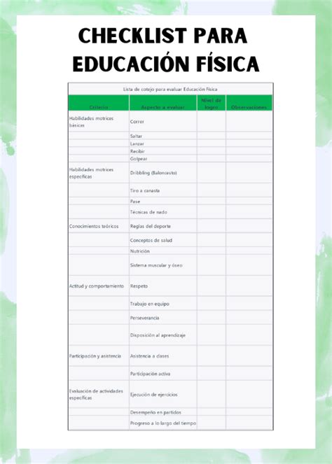 Lista De Cotejo Para Evaluar Educaci N F Sica Gratis The Best